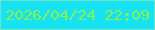 文字の大きさ：3、枠の色：6ae5ca、背景の色：16e2f3、文字の色：87f24b 無料ブログパーツのブログ時計