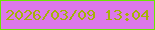 文字の大きさ：5、枠の色：6ae602、背景の色：dc78ea、文字の色：a5b206 無料ブログパーツのブログ時計