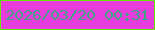 文字の大きさ：1、枠の色：6ae900、背景の色：e63ddc、文字の色：42a182 無料ブログパーツのブログ時計