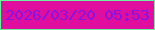 文字の大きさ：4、枠の色：6af29c、背景の色：e00e9f、文字の色：8613df 無料ブログパーツのブログ時計