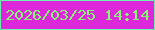 文字の大きさ：1、枠の色：6af4ad、背景の色：dc27da、文字の色：87f874 無料ブログパーツのブログ時計