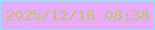 文字の大きさ：1、枠の色：6af7ff、背景の色：e9aaf6、文字の色：b5c976 無料ブログパーツのブログ時計
