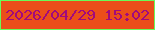 文字の大きさ：5、枠の色：6afa58、背景の色：eb4e1a、文字の色：a10a7d 無料ブログパーツのブログ時計