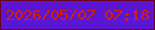 文字の大きさ：5、枠の色：6b011d、背景の色：5b16d1、文字の色：da1d05 無料ブログパーツのブログ時計