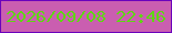 文字の大きさ：2、枠の色：6b03bc、背景の色：ca5eb0、文字の色：5fd614 無料ブログパーツのブログ時計