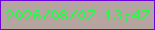 文字の大きさ：5、枠の色：6b03da、背景の色：b6a4a0、文字の色：23fb48 無料ブログパーツのブログ時計