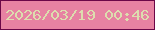 文字の大きさ：4、枠の色：6b0748、背景の色：e782a2、文字の色：ddddae 無料ブログパーツのブログ時計