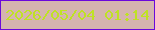 文字の大きさ：2、枠の色：6b08db、背景の色：d5b4af、文字の色：bfe224 無料ブログパーツのブログ時計