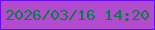 文字の大きさ：1、枠の色：6b0af1、背景の色：b34ccc、文字の色：057f41 無料ブログパーツのブログ時計