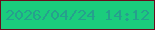文字の大きさ：5、枠の色：6b0b1b、背景の色：1bcc7d、文字の色：26a08d 無料ブログパーツのブログ時計