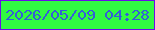 文字の大きさ：1、枠の色：6b0ce8、背景の色：31fa41、文字の色：345ed8 無料ブログパーツのブログ時計