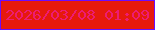 文字の大きさ：1、枠の色：6b0dfd、背景の色：e6190d、文字の色：ed1c73 無料ブログパーツのブログ時計