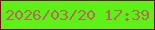 文字の大きさ：5、枠の色：6b1216、背景の色：5cf216、文字の色：b66958 無料ブログパーツのブログ時計
