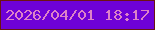 文字の大きさ：5、枠の色：6b1412、背景の色：6e01d7、文字の色：dd82c8 無料ブログパーツのブログ時計