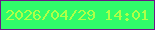 文字の大きさ：3、枠の色：6b1687、背景の色：30fc6a、文字の色：afff48 無料ブログパーツのブログ時計
