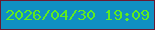 文字の大きさ：3、枠の色：6b1930、背景の色：1090c2、文字の色：5eeb20 無料ブログパーツのブログ時計