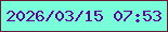 文字の大きさ：2、枠の色：6b1a36、背景の色：79feda、文字の色：620397 無料ブログパーツのブログ時計