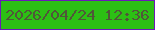 文字の大きさ：2、枠の色：6b1ab8、背景の色：2cc014、文字の色：505739 無料ブログパーツのブログ時計