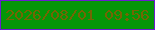 文字の大きさ：2、枠の色：6b1ccf、背景の色：059608、文字の色：736504 無料ブログパーツのブログ時計