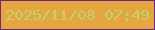 文字の大きさ：3、枠の色：6b2785、背景の色：e5a63f、文字の色：c0d171 無料ブログパーツのブログ時計