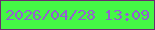 文字の大きさ：4、枠の色：6b2b6e、背景の色：45f745、文字の色：945fd1 無料ブログパーツのブログ時計