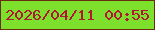 文字の大きさ：2、枠の色：6b2d10、背景の色：7de02c、文字の色：ae1832 無料ブログパーツのブログ時計