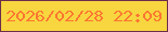 文字の大きさ：3、枠の色：6b2d4b、背景の色：f7d63f、文字の色：fd7631 無料ブログパーツのブログ時計