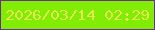 文字の大きさ：2、枠の色：6b2e92、背景の色：81ec04、文字の色：e1eb50 無料ブログパーツのブログ時計