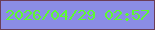 文字の大きさ：5、枠の色：6b3d57、背景の色：8b8de5、文字の色：5dfa30 無料ブログパーツのブログ時計