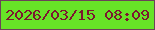 文字の大きさ：4、枠の色：6b4258、背景の色：67e327、文字の色：7c1730 無料ブログパーツのブログ時計