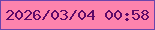 文字の大きさ：1、枠の色：6b44ab、背景の色：fd83ad、文字の色：5f0968 無料ブログパーツのブログ時計