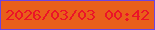 文字の大きさ：1、枠の色：6b45e2、背景の色：e95f1b、文字の色：eb1428 無料ブログパーツのブログ時計