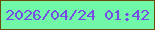 文字の大きさ：3、枠の色：6b4a0a、背景の色：70f8a8、文字の色：764ce4 無料ブログパーツのブログ時計