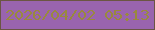 文字の大きさ：4、枠の色：6b5543、背景の色：9964ae、文字の色：99893e 無料ブログパーツのブログ時計