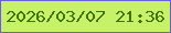 文字の大きさ：5、枠の色：6b5eda、背景の色：c6f169、文字の色：407308 無料ブログパーツのブログ時計