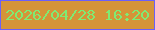 文字の大きさ：5、枠の色：6b60f9、背景の色：d59439、文字の色：7feb73 無料ブログパーツのブログ時計