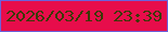 文字の大きさ：5、枠の色：6b61db、背景の色：e70d4b、文字の色：3b3a06 無料ブログパーツのブログ時計