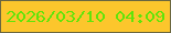文字の大きさ：5、枠の色：6b6740、背景の色：fcc62c、文字の色：61e409 無料ブログパーツのブログ時計