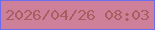 文字の大きさ：2、枠の色：6b6dee、背景の色：ce809a、文字の色：a65e5f 無料ブログパーツのブログ時計
