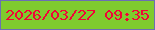 文字の大きさ：3、枠の色：6b6fb3、背景の色：7fcb2e、文字の色：f10437 無料ブログパーツのブログ時計