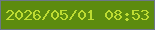 文字の大きさ：1、枠の色：6b7688、背景の色：5c8b0e、文字の色：bddc32 無料ブログパーツのブログ時計