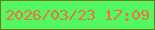 文字の大きさ：3、枠の色：6b7b15、背景の色：52f761、文字の色：ee6f49 無料ブログパーツのブログ時計