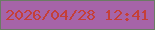 文字の大きさ：1、枠の色：6b7b64、背景の色：a664a8、文字の色：c43f39 無料ブログパーツのブログ時計