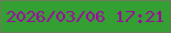 文字の大きさ：5、枠の色：6b7c5a、背景の色：34a033、文字の色：9f089e 無料ブログパーツのブログ時計