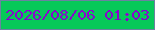 文字の大きさ：3、枠の色：6b82a1、背景の色：07c959、文字の色：8806ce 無料ブログパーツのブログ時計