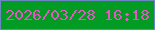 文字の大きさ：1、枠の色：6b86c2、背景の色：029c24、文字の色：e457c1 無料ブログパーツのブログ時計