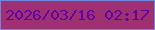 文字の大きさ：2、枠の色：6b88da、背景の色：9e3172、文字の色：6303a6 無料ブログパーツのブログ時計