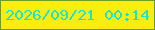 文字の大きさ：5、枠の色：6b9c25、背景の色：faee0e、文字の色：22e1ca 無料ブログパーツのブログ時計