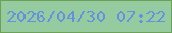 文字の大きさ：2、枠の色：6ba258、背景の色：96ca9f、文字の色：6291e4 無料ブログパーツのブログ時計
