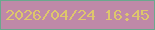 文字の大きさ：1、枠の色：6ba88e、背景の色：bf89a8、文字の色：dec66c 無料ブログパーツのブログ時計